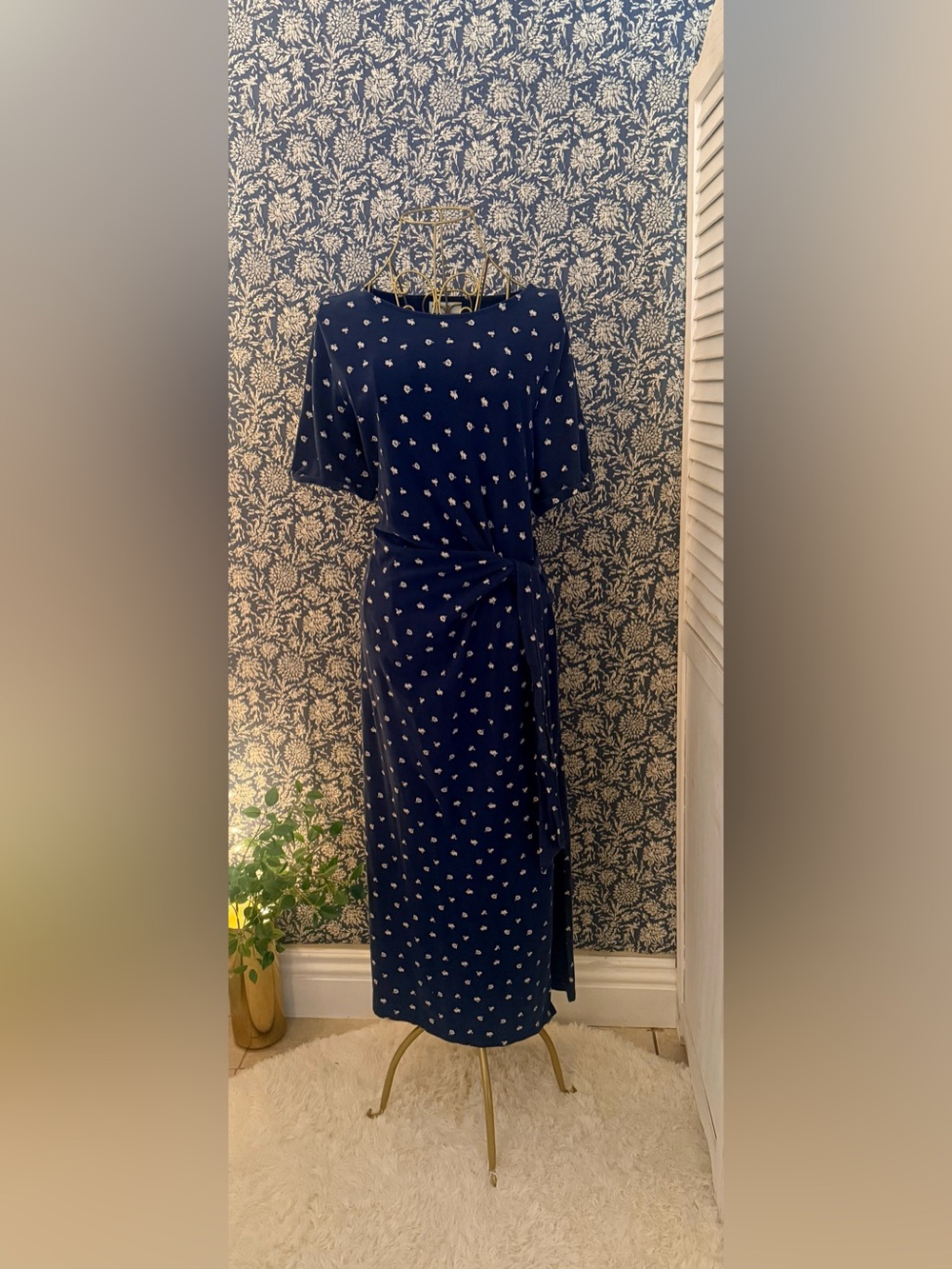 On 34th Navy Printed Midi Dress – Size L